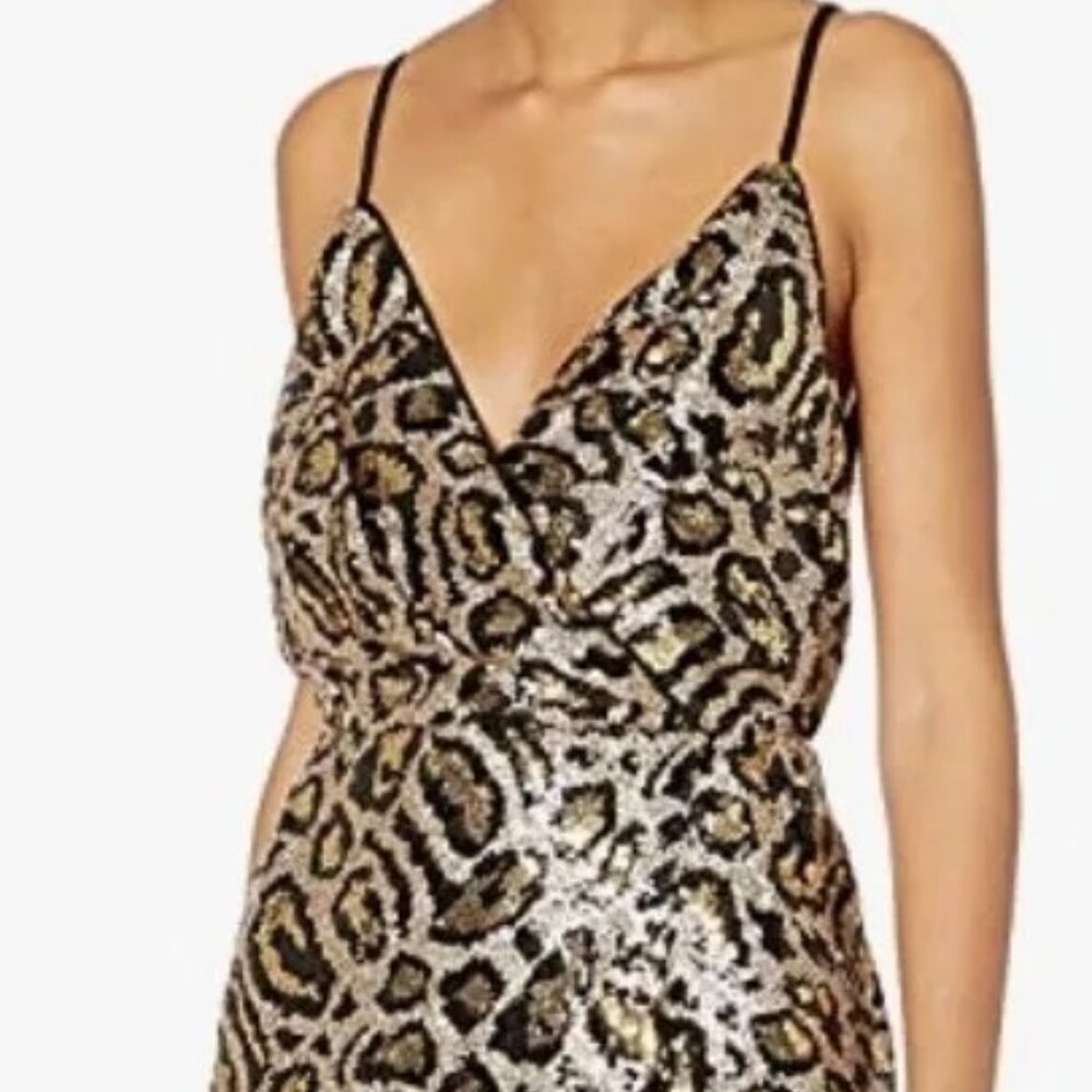 J.O.A. Black Gold Sequin Leopard Dress
